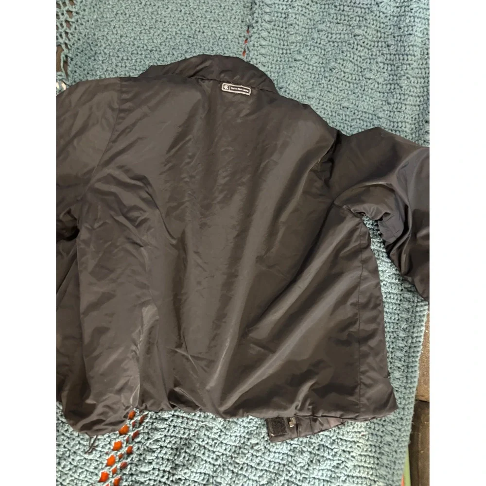 Calvin Klein Jeans Mens Black Puffer Jacket Full Zip Quilted Coat Small